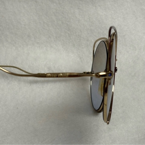 MIU MIU Sunglasses SMU51T Maroon Red w/ Gold Round w/ Cat Ears - Picture 8 of 14